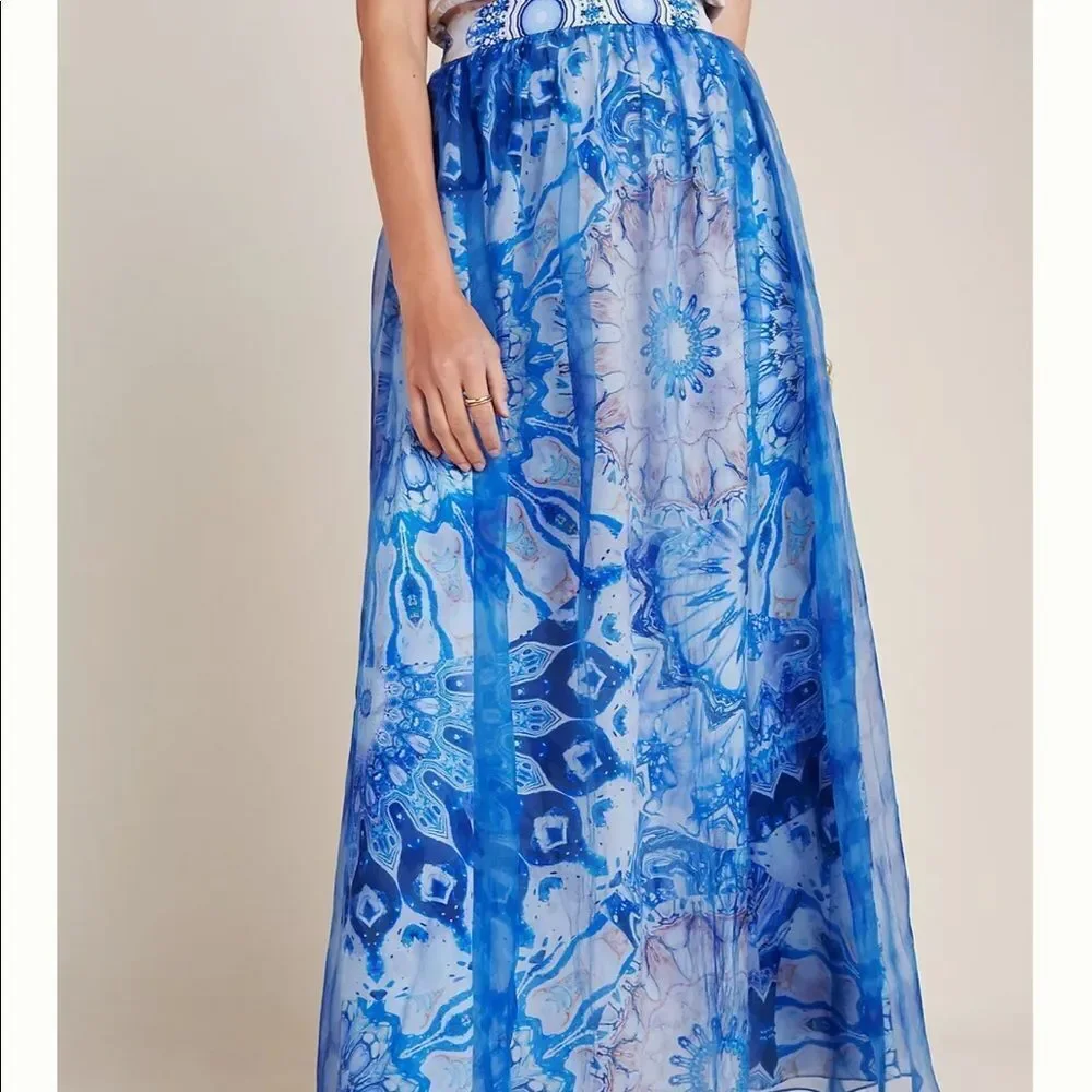 New Anthropologie Siddhartha Bansal Swetha Silk Maxi Skirt Large #024 - Picture 4 of 4